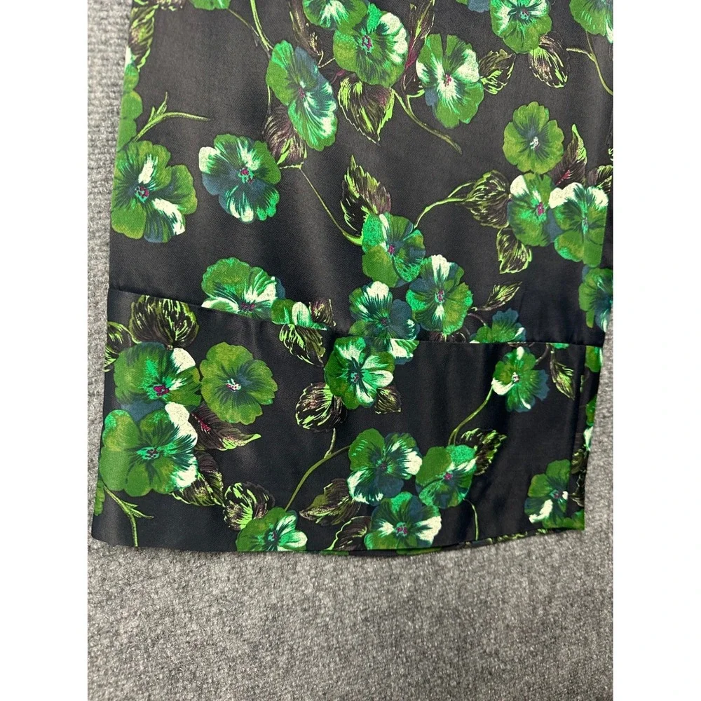 Anthropologie Elevenses Floral Wide Leg Satin Pants 8 Black Green Boho Chic - Picture 6 of 11
